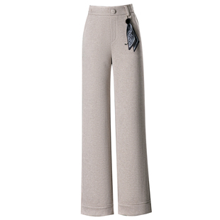 雅鹿女裤羊毛呢直筒裤秋冬季加厚2025新款高腰九分裤洋气妈妈裤子