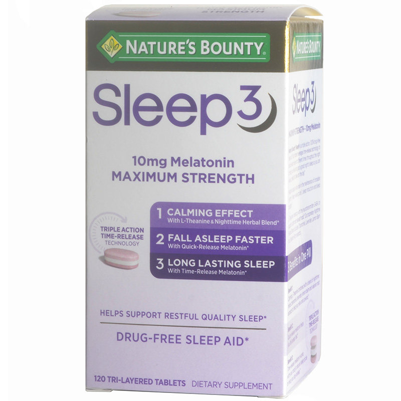 现货自然之宝Nature's Bounty Sleep 3 褪黑素10mg 120粒美国