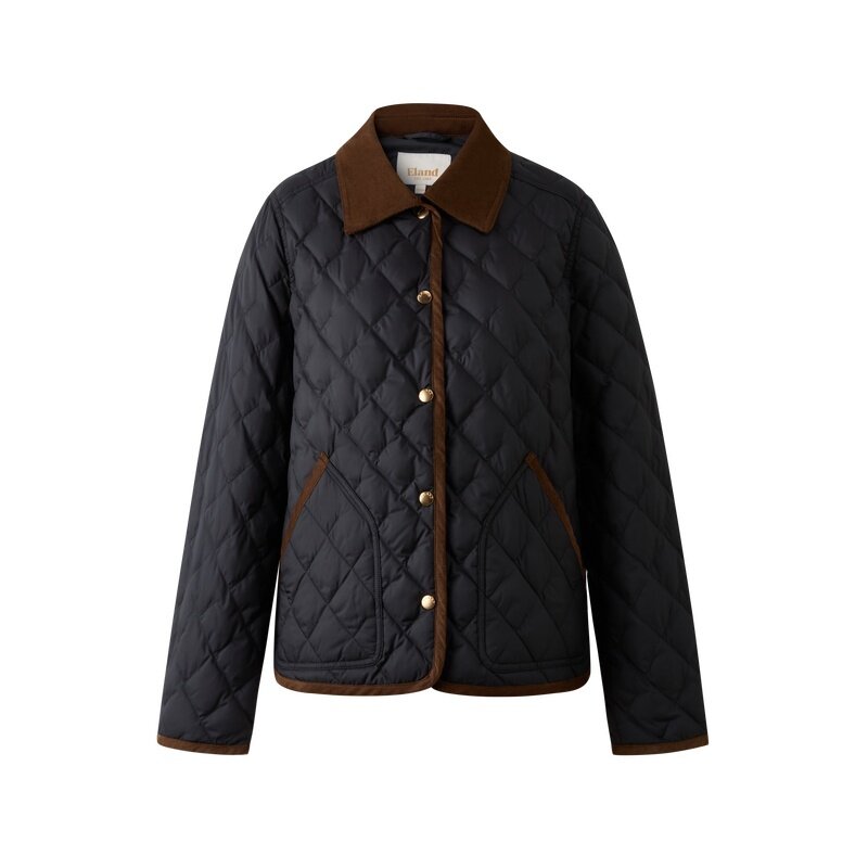 ELAND复古菱格短款羽绒服外套