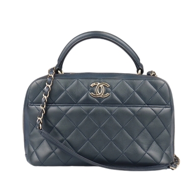 9新CHANEL香奈儿TRENDY CC BAG深蓝羊皮斜挎A92238二手奢侈品包包