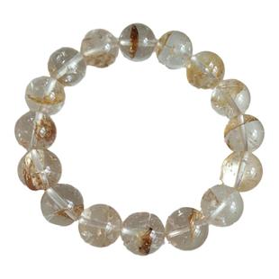 天然白托帕石金棕色胶花共生手串稀有矿物质男女水晶饰品小众手链