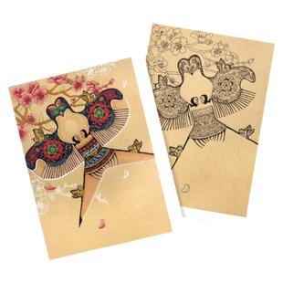 国艺彩色临摹卡双面32张创意线描画装饰画原创传承文艺纹饰素材A4