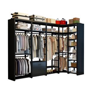 【加高款包安装】金属衣架开放式衣帽间组装架子落地货架衣柜