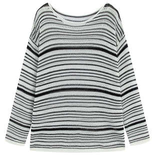【商场同款】阿依莲气质条纹针织衫女25秋季新款毛衣洋气宽松上衣