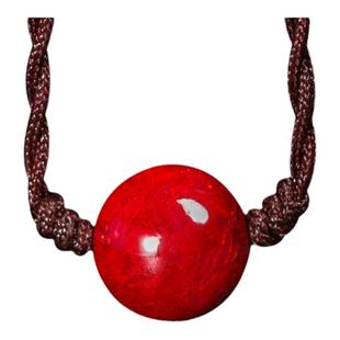 原产地天然朱砂原石全透光朱砂珠吊坠圆珠红绳单珠锁骨链女龙年男