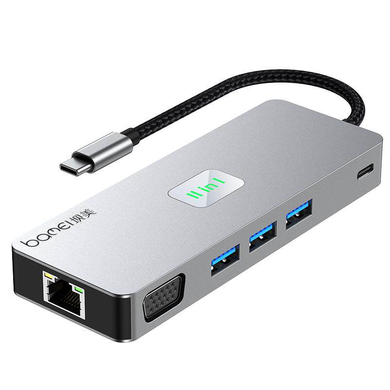坝美11口拓展坞typec网卡MST多屏异显DP投屏USB3.0读卡千兆网适用于苹果华为笔记本电脑扩展坞手机平板多接口
