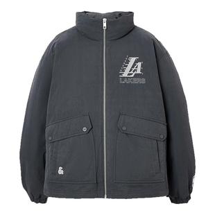 杰克琼斯NBA联名款男装羽绒服秋冬时尚百搭贴布刺绣立领保暖外套