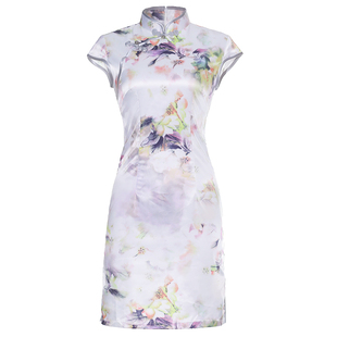 新式改良真丝旗袍连衣裙2025年夏季新款桑蚕丝性感短款年轻款少女