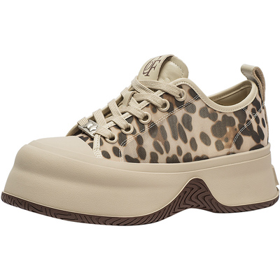 CDF女鞋2025春季新款时尚百搭厚底透气网面鞋厚底拼接休闲运动鞋