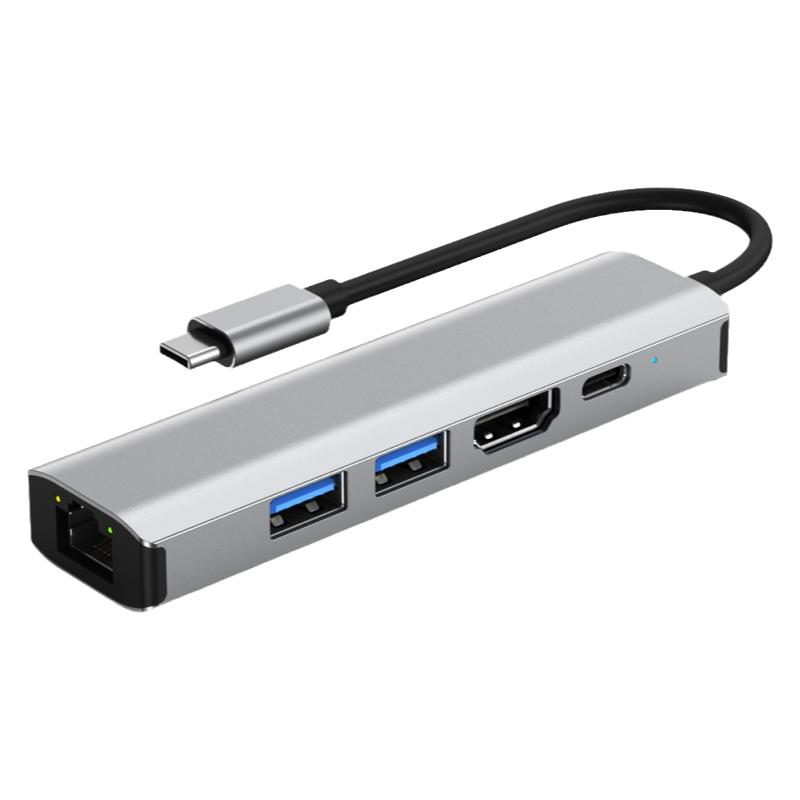 可芝(KERZY)扩展坞TYPE-C转usb3.0*1+USB2.0*1+PD100W/USB-C数据+HDMI+百兆网卡