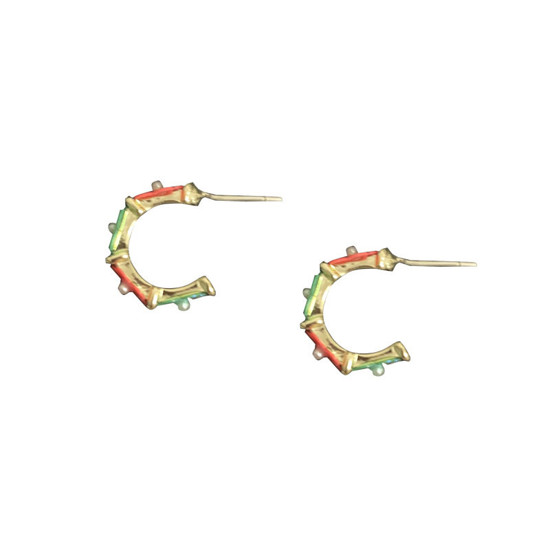 A slower place糖果纸色撞色小花花925银针耳钉 泫雅亮片耳环