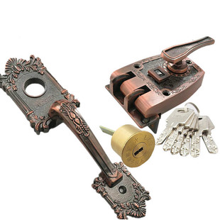 包邮老虎锁防盗门锁木门锁老式古铜门锁旧款实双钩牙钩锁推拉合金