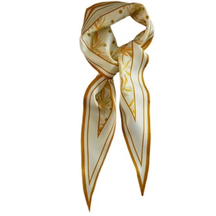 Weiliao 百合竹真丝菱形丝巾橘色百搭法式送女生礼物三角巾