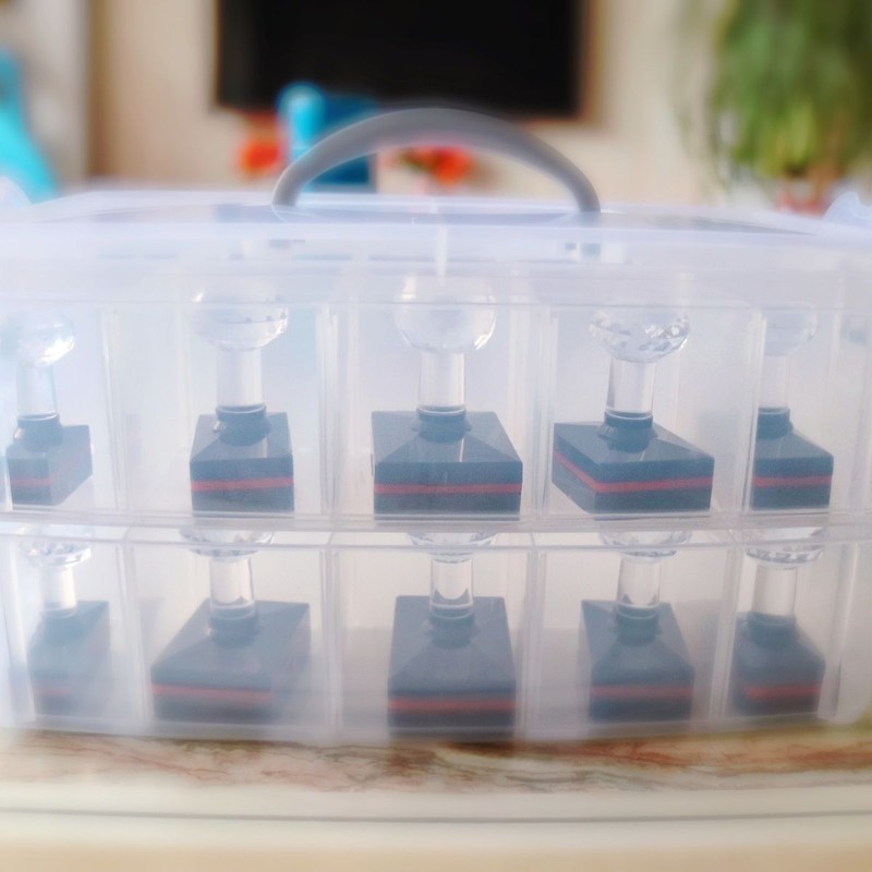 印章专用多格收纳盒公章办公财务法人章便携可拆分手提塑料储物盒