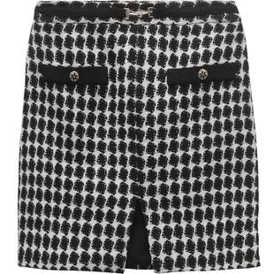 JessicaRED杰西卡冬季新款复古黑白格纹半身裙短裙805111