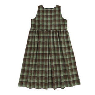 精分 海蒂草地 复古格纹学院风呢料背心连衣裙