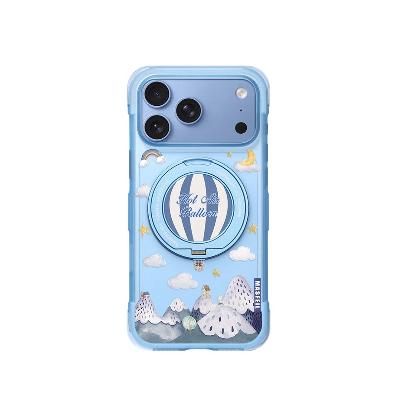 MASFEIL× 热气球环游适用iPhone18Promax手机壳新款ip18磁吸带支架Go5苹果17Pro保护套支点全包高级感17pm女