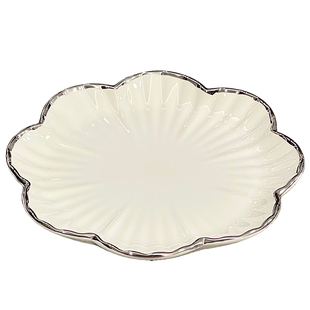 高颜值陶瓷盘饺子盘菜盘子家用早餐盘西餐平盘油炸食品装盘甜品盘