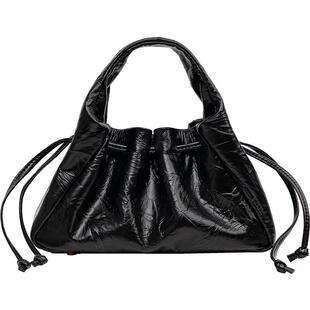 DREA BASAA半山扇形系列小号斜挎包小众褶皱包质感抽绳真皮单肩包