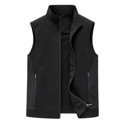 拼接料简约立领休闲马甲外套男士