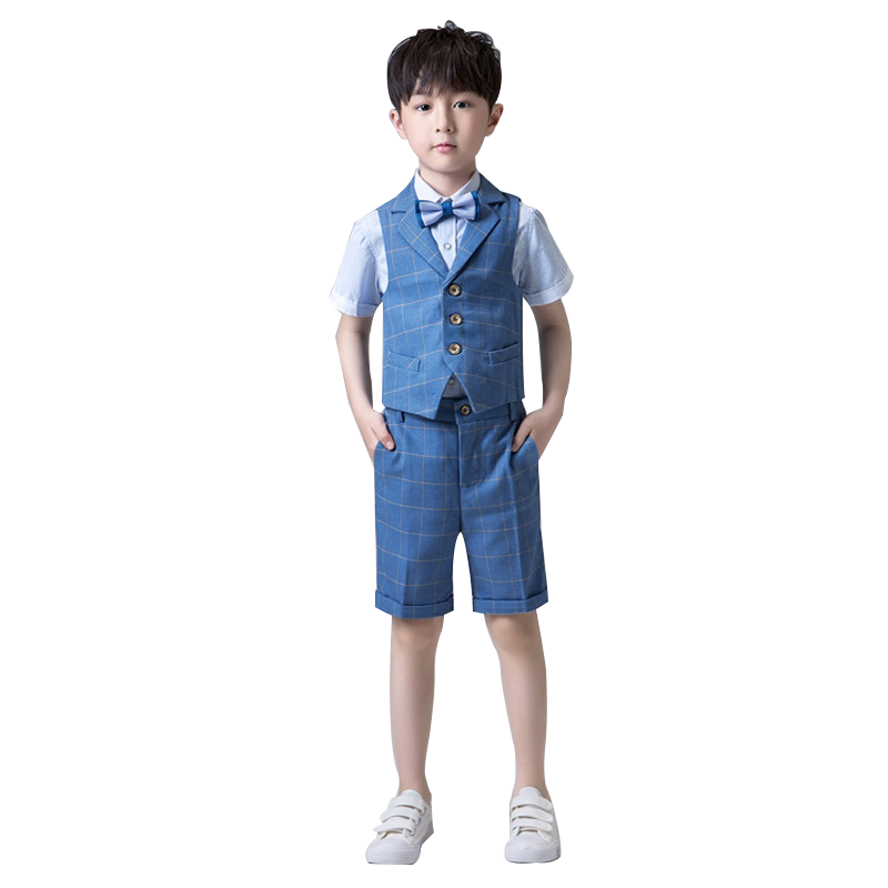 儿童西装套装礼服男童主持人小孩钢琴演出服花童帅气表演英伦风夏