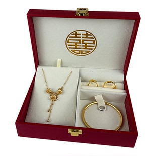 仿金婚庆订婚五金首饰套装假三金饰品女方结婚首饰摆件古法手镯