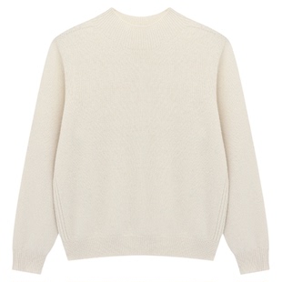 Basic House/百家好白色羊毛衫毛衣女冬季新款保暖打底内搭针织衫