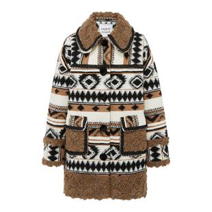 LULUALWAYS我爱露露新款宽松直筒波西米亚提花中长款大衣