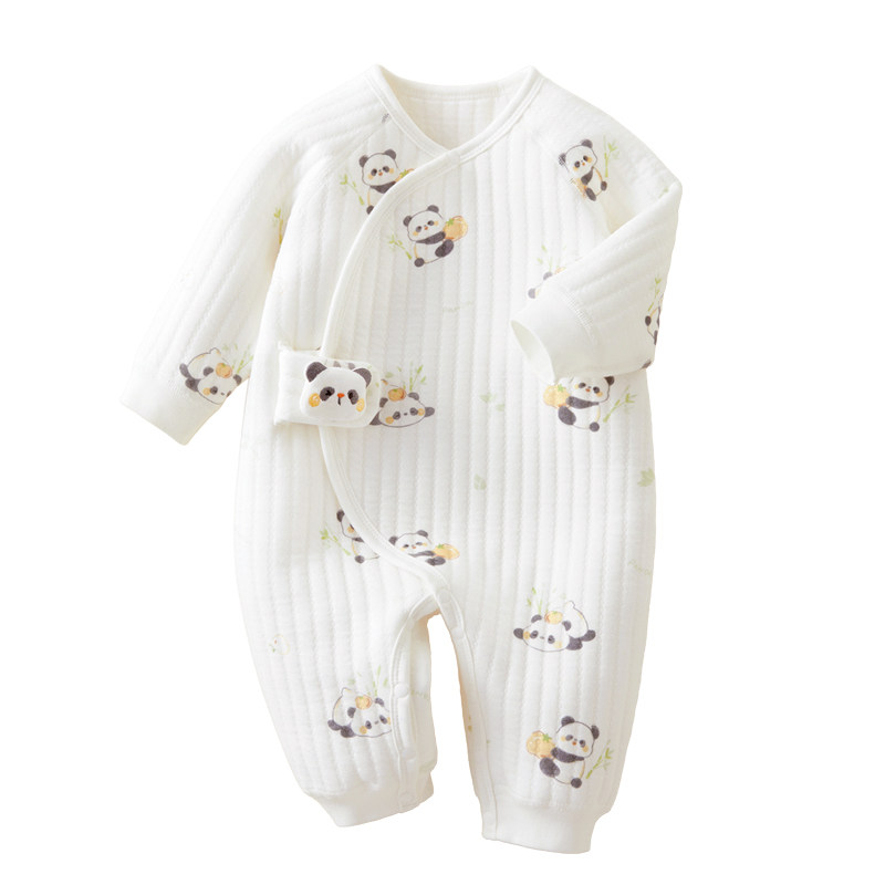 秋冬新生婴儿衣服纯棉夹棉连体衣
