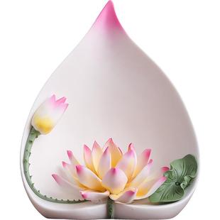 一路连升莲花禅意办公室桌面摆件香插陶瓷客厅家居装饰品送礼礼品