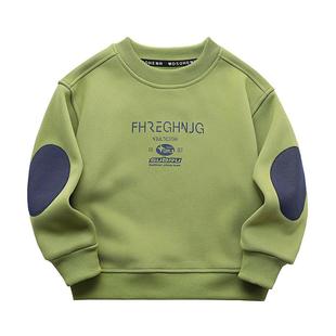 男童加绒圆领卫衣秋冬2025新款儿童一体绒酷帅上衣中大童加厚衣服