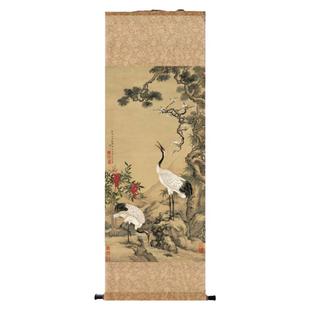 沈铨花鸟画 松梅双鹤图 松鹤延年 国画 字画客厅 花鸟 卷轴