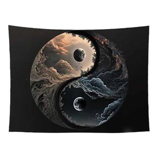 中式艺术挂布背景布小众高级感房间墙布卧室床头背景墙装饰画布艺