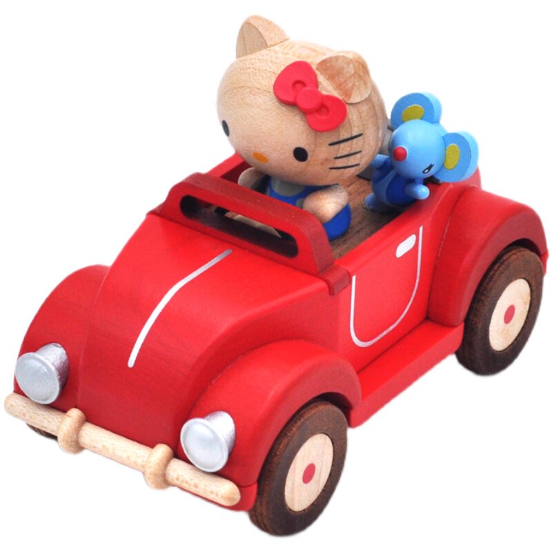 kitty小车音乐盒木质八音盒