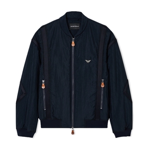 EMPORIO ARMANI/阿玛尼26年春夏新款男士短款棒球领拉链棉服外套