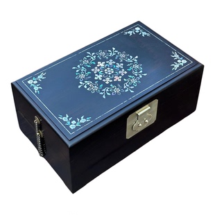 浮光木间 宝相花螺钿镶嵌首饰盒珠宝饰品中国风木质收纳结婚送礼