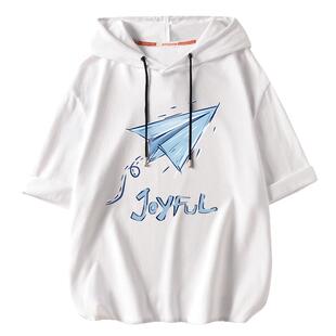 连帽短袖男款夏季2026新款潮流韩版青少年初中学生夏天宽松t恤男