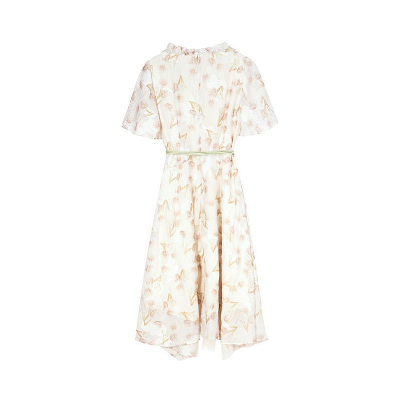 NANASTORE碎花网纱连衣裙女2024春季新款法式印花裙子小个子长裙