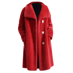 羊剪绒大衣女2025冬新中长款大牌显瘦OL海宁羔羊毛毛颗粒皮草外套