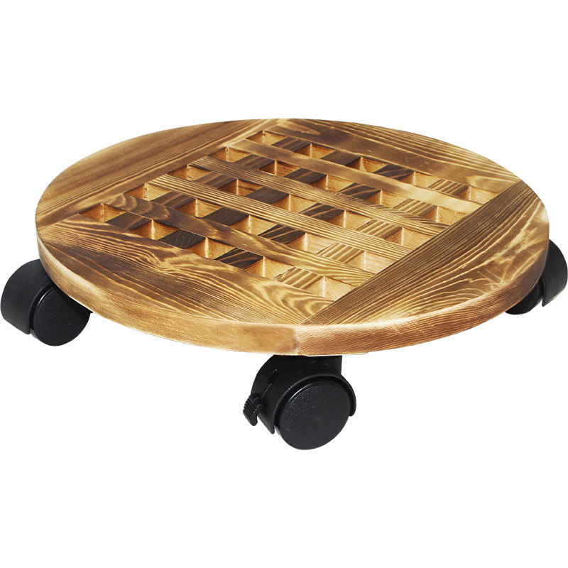 花盆托盘万向轮可移动圆形实木花盆架花盆底座带滚轮加厚托盘包邮