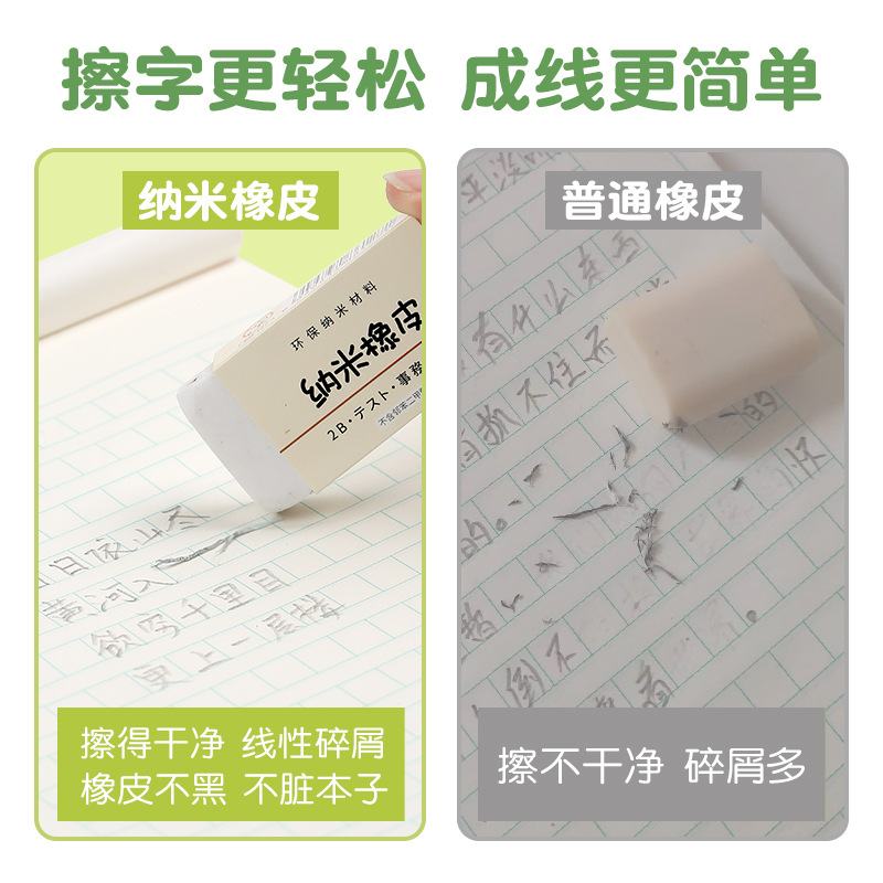 学生儿童橡皮擦干净无痕橡皮采用纳米柔软2B痕迹新无屑科技不留