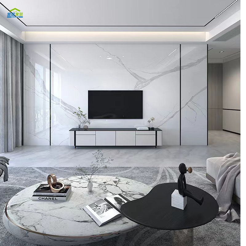 竹木纤维电视背景墙仿大理石集成墙板木饰面实心大板碳晶板护墙板