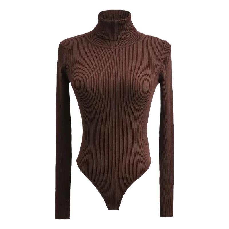 ZR/SHOP 欧美风修身高领针织连体衣女纯色百搭毛衣内搭打底上衣冬