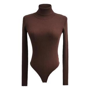 ZR/SHOP 欧美风修身高领针织连体衣女纯色百搭毛衣内搭打底上衣冬