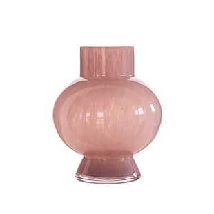 高级感粉色法式玻璃花瓶复古花器客厅水培插花餐桌轻奢装饰品摆件