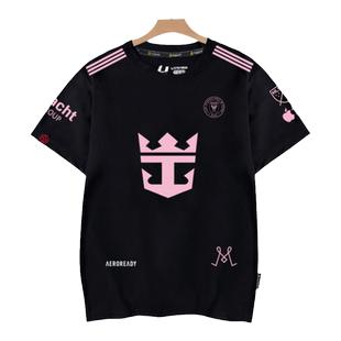 2024新款迈阿密国际队服梅西足球衣服短袖T恤衫男女球迷纯棉半袖