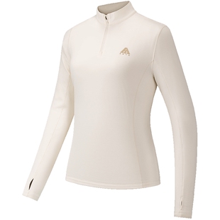 安踏女装美利奴羊毛火壳长T女款丨半拉链t恤春季修身显瘦运动上衣