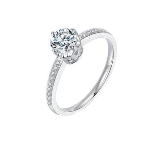 【婚戒定制】莱绅通灵 甄爱 求婚钻戒 18K金群镶简约钻石戒指女