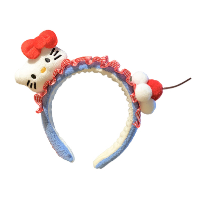 可爱蓝色蝴蝶结kitty毛绒发箍女