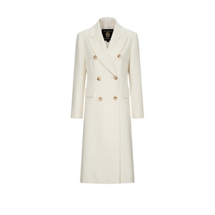 【阿拉善白绒】Scofield女英伦双排扣戗驳领羊毛大衣2025秋冬新品